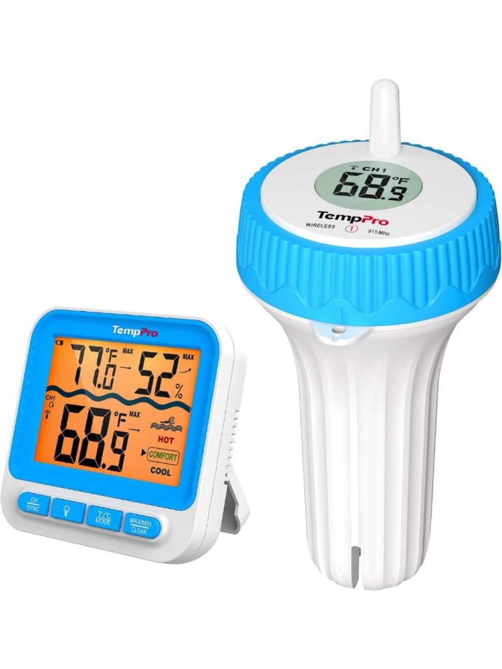 Wireless Floating Pool Thermometer - Easy Read, Battery Included, TempPro Design